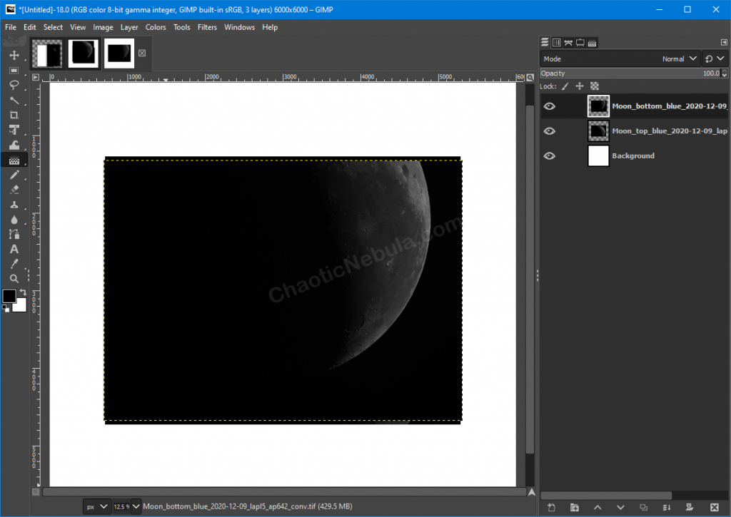GIMP Lunar Mosaic Creation Chaotic Nebula