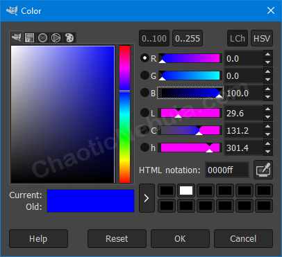 GIMP Color Selection