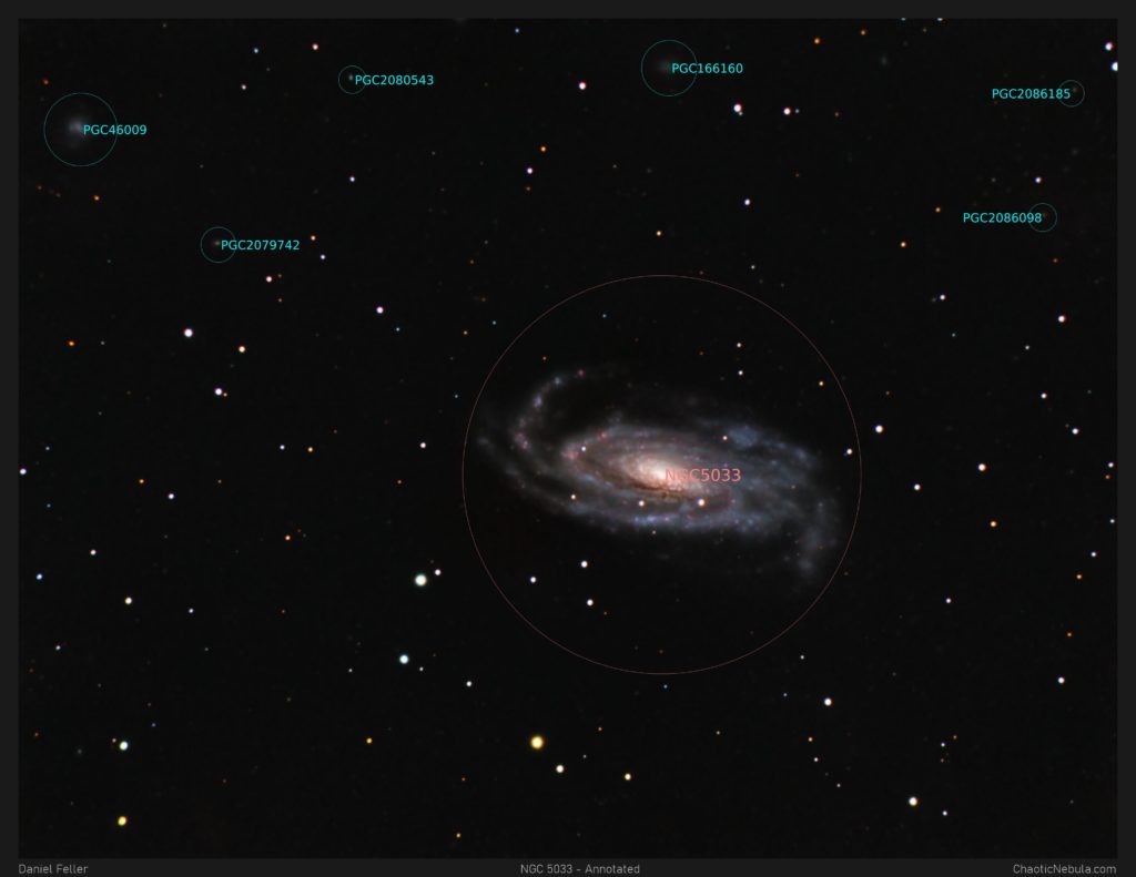 NGC 5033 - Annotated