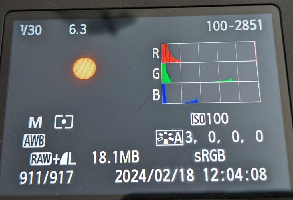 1/30th Second Histogram