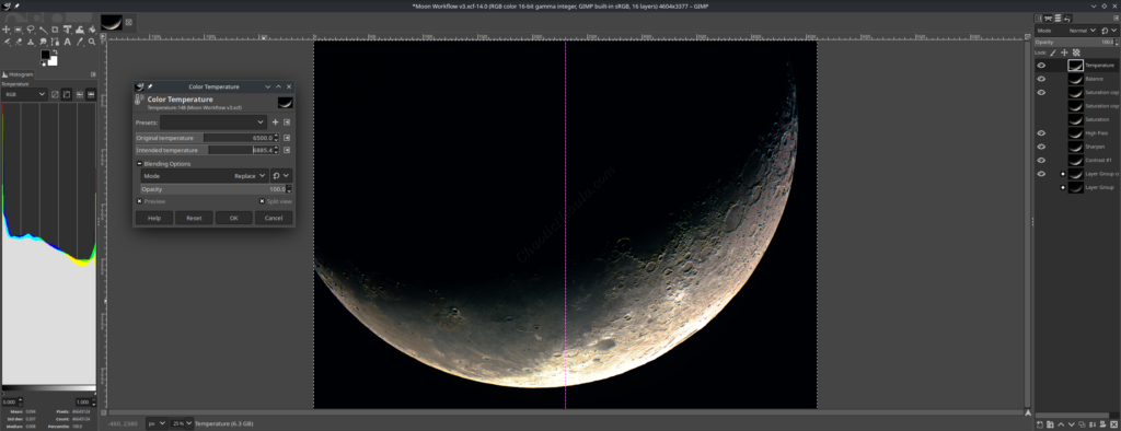 GIMP Color Temperature - Warmer Moon