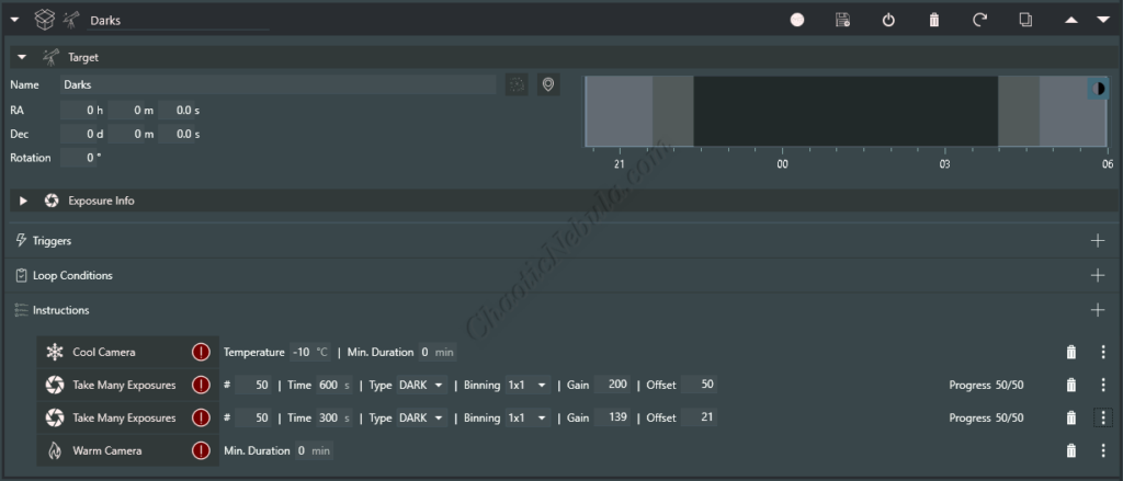 N.I.N.A - Dark Frame Configuration