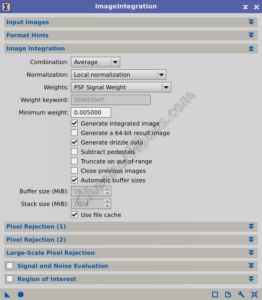 Image Integration - Integration Settings