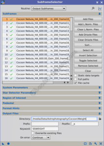 Subframe Selector - Output Subframes