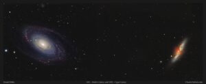 Read more about the article Messier 81-82 (M81-M82): Bode’s Galaxy and the Cigar Galaxy Mosaic